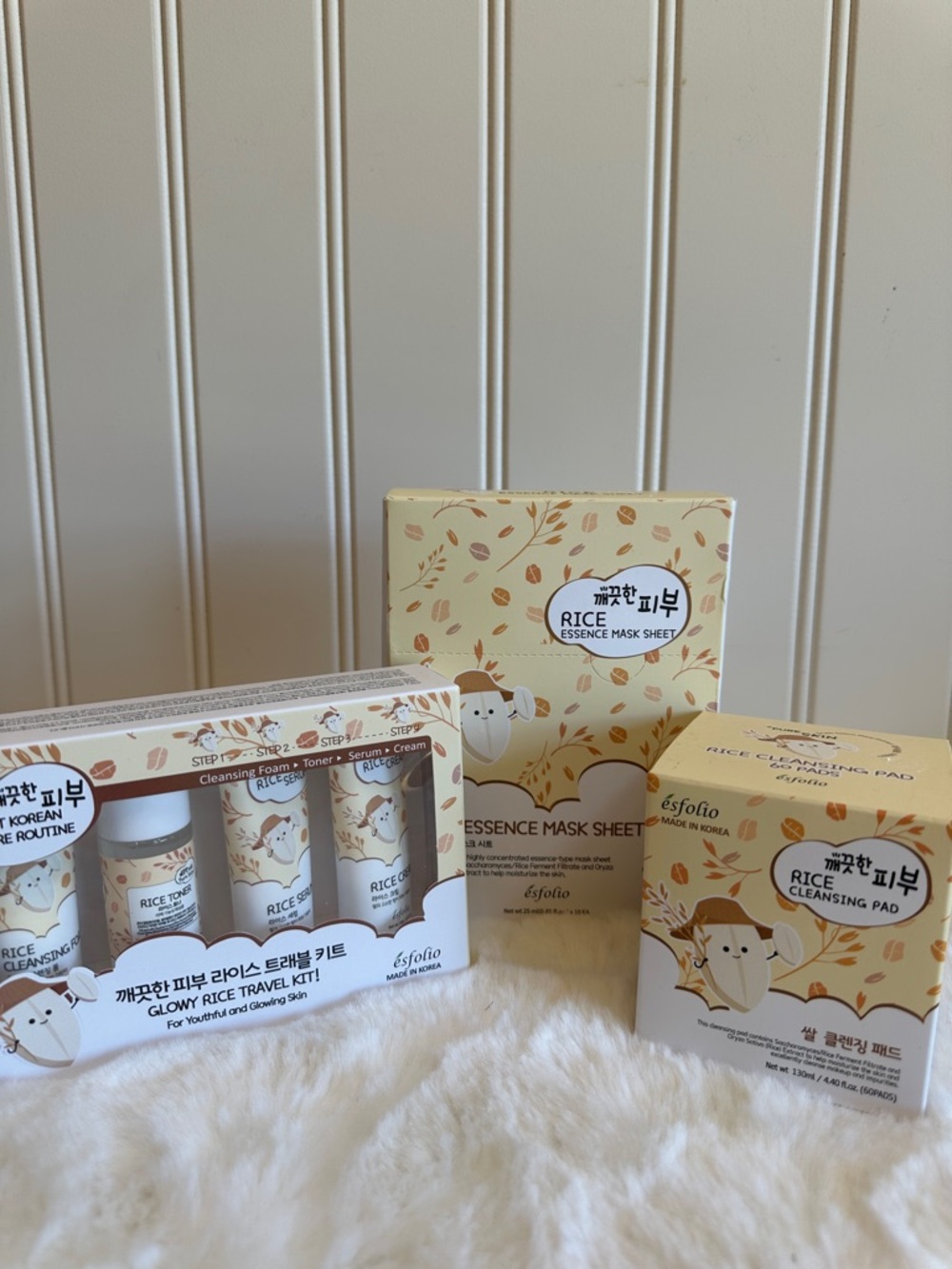 Rice Cleansing & Essence Mask Set - Cream/Beige